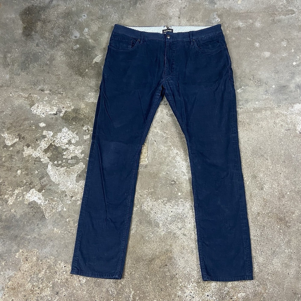 Paul Stuart Corduroy Pants Size 39x32 Navy Slim Straight Fit Casual Dress Wear